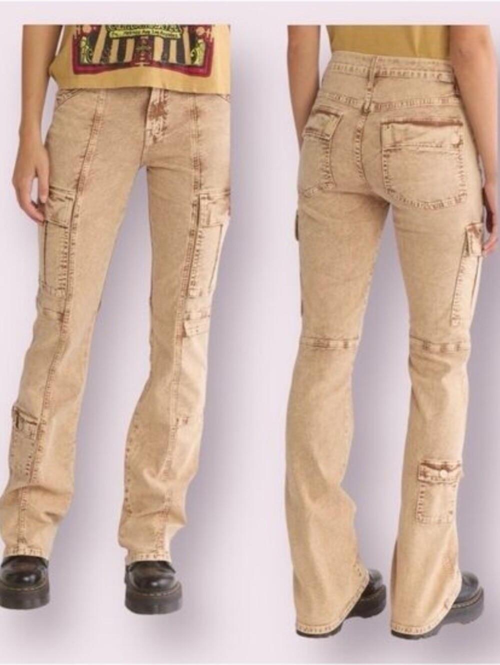 Mother The Swiss Army Desperado Heel Cargo Tan Pants